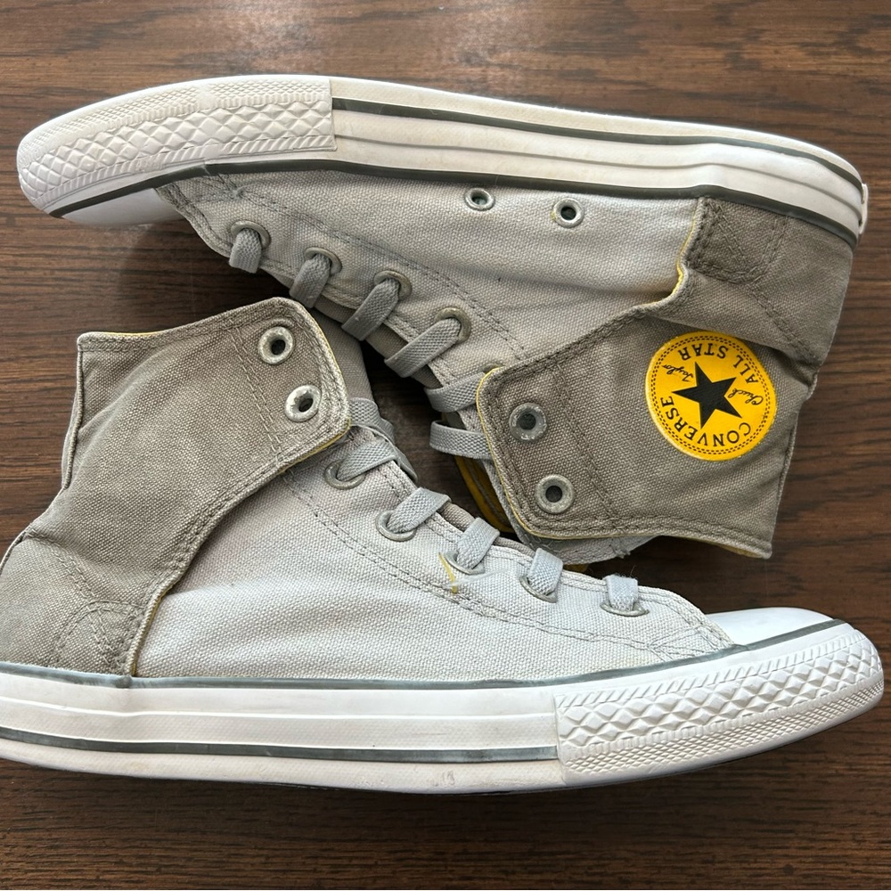 Converse‎ Gray and Yellow High-Top Sneakers Size 6.5 - Picture 3 of 16